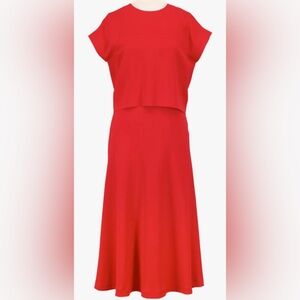 Escada Davany Cherry Red Cropped Overlay Dress – EUC – Size 36
